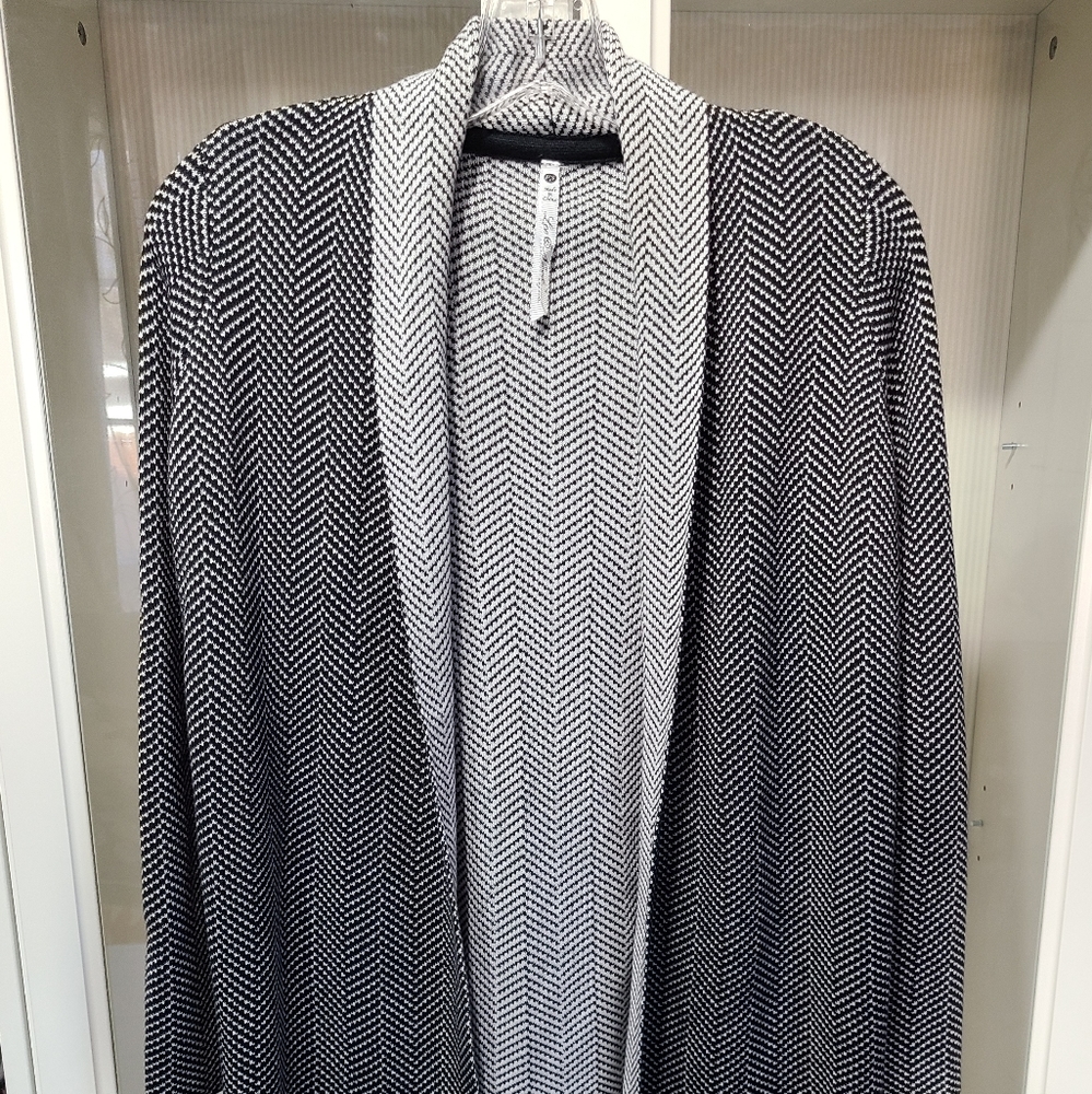 Leo & Nicole Knit Open Gray And White Cardigan sz PS